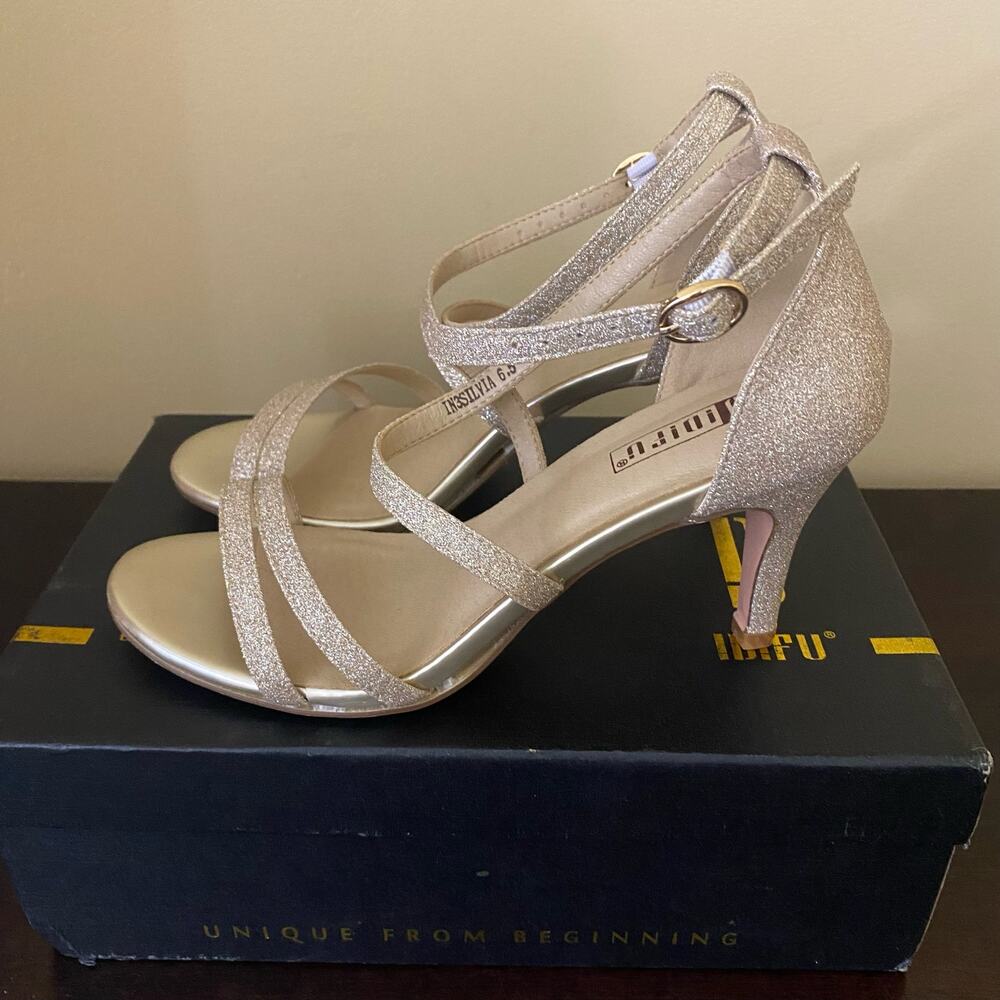 IDIFU Women's Heels‎ Ankle Strap Wedding Shoes
